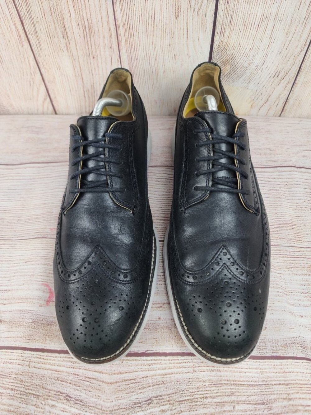 Cole Haan Original Grand Wingtip Oxford Men Size 11.5 Black Leather Brogue Shoes - Picture 4 of 8